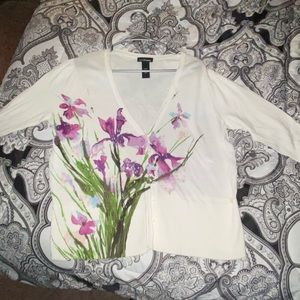 Lane Bryant 14/16 sequined floral light cardigan